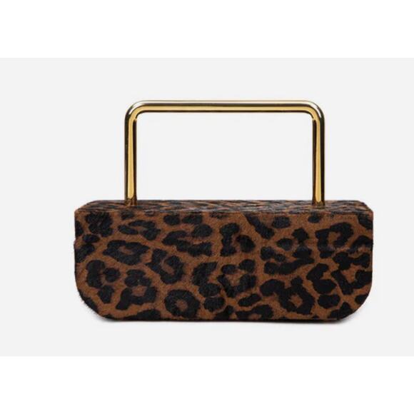 Brandon Blackwood Vanity Purse in Leopard Ponyhair with Mirror - Picture 3 of 12